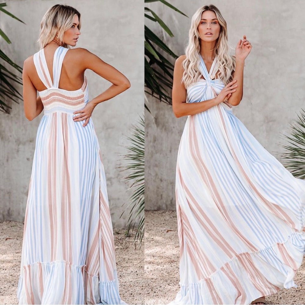VICI ANGEL ISLAND STRIPED MAXI DRESS